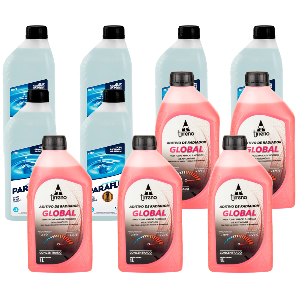Kit 11 Litros com 5L Aditivo Radiador Rosa + 6L Água - (1)