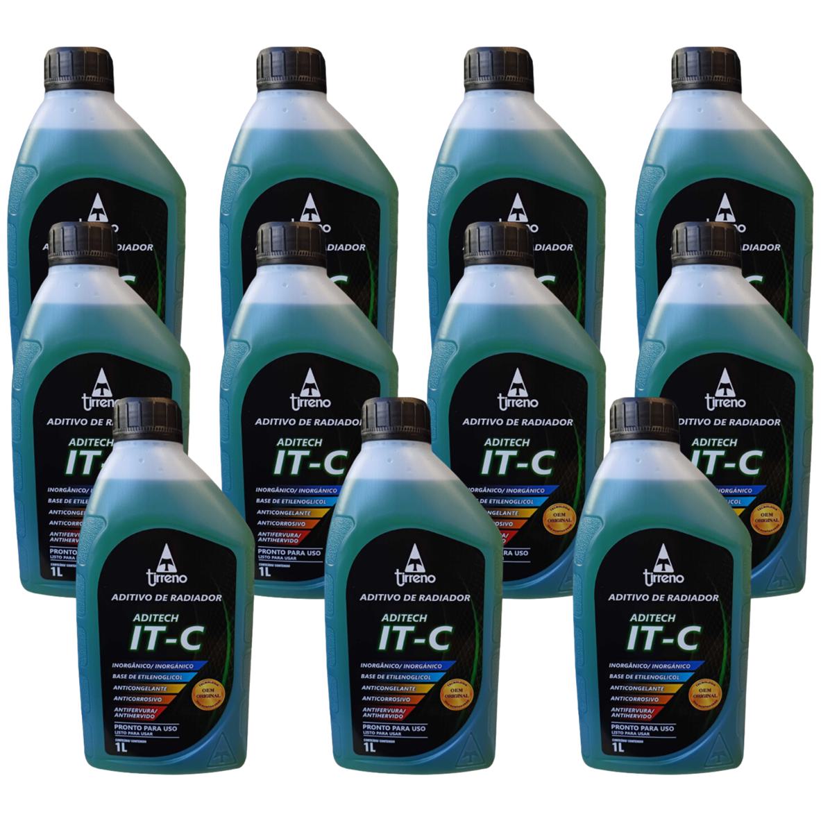 Kit 11 Litros Aditivo Radiador Pronto Para Uso Tirreno Inorgânico IT-C Verde Veículos até anos 90 - (1)