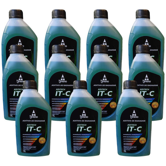 Kit 11 Litros Aditivo Radiador Pronto Para Uso Tirreno Inorgânico IT-C Verde Veículos até anos 90 - (1)