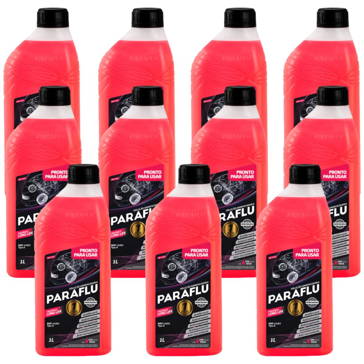 Kit 11 Litros Aditivo Radiador Pronto Para Uso Paraflu Montadora Orgânico Rosa - (1)