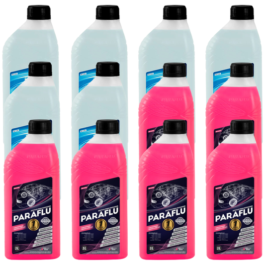 Kit 12 Litros com 6L Aditivo Radiador Rosa + 6L Água - (1)
