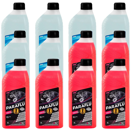 Kit 12 Litros com 6L Aditivo Radiador Rosa + 6L Água - (1)