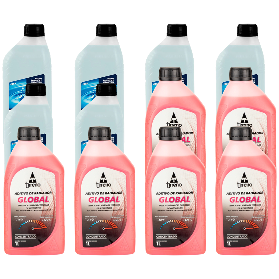 Kit 12 Litros com 6L Aditivo Radiador Rosa + 6L Água - (1)
