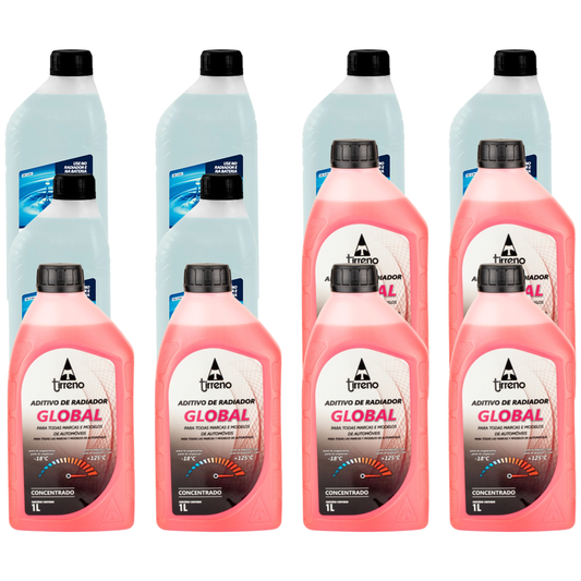 Kit 12 Litros com 6L Aditivo Radiador Rosa + 6L Água - (1)