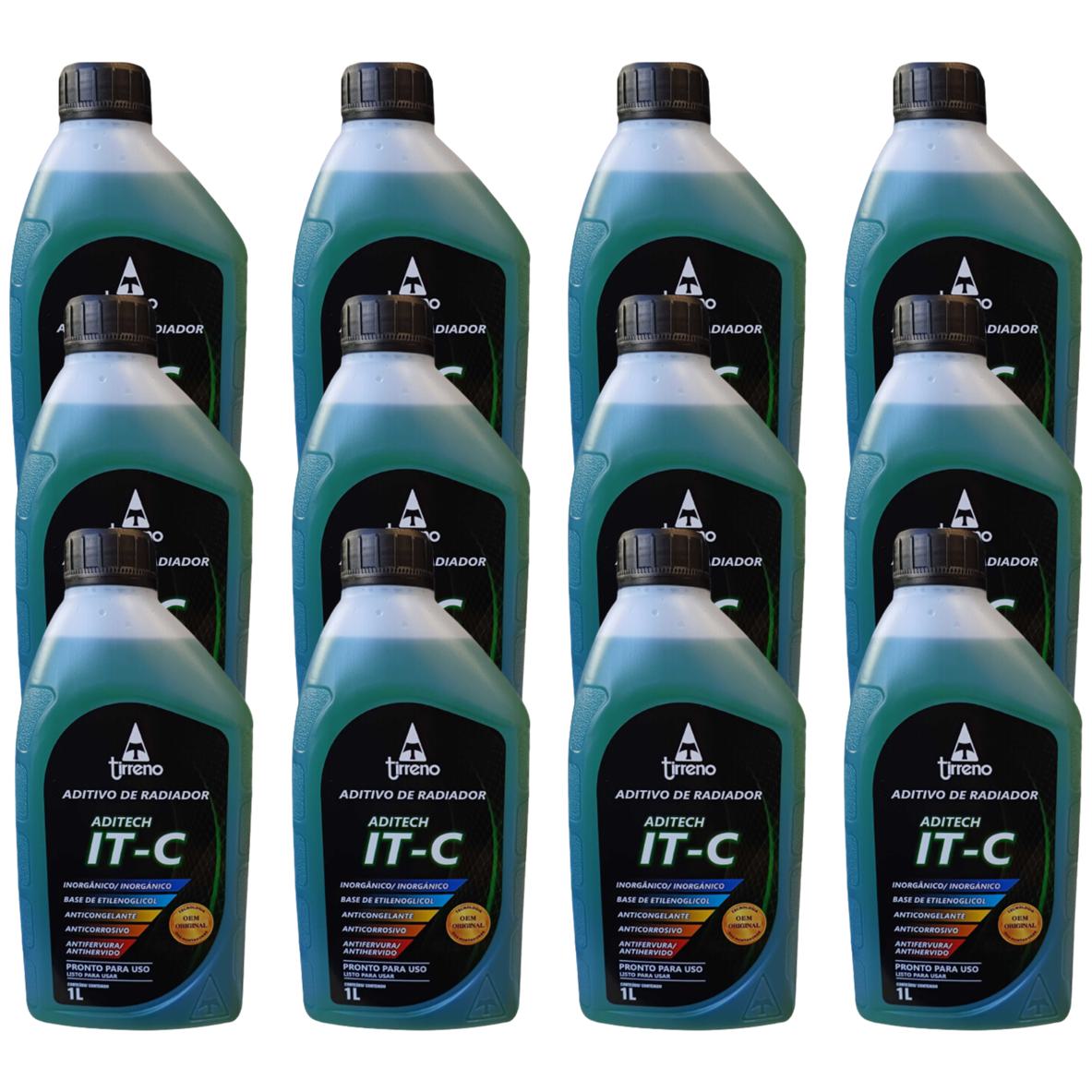 Kit 12 Litros Aditivo Radiador Pronto Para Uso Tirreno Inorgânico IT-C Verde Veículos até anos 90 - (1)