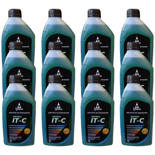 Kit 12 Litros Aditivo Radiador Pronto Para Uso Tirreno Inorgânico IT-C Verde Veículos até anos 90 - (1)