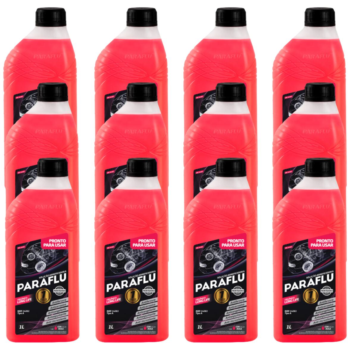 Kit 12 Litros Aditivo Radiador Pronto Para Uso Paraflu Montadora Orgânico Rosa - (1)