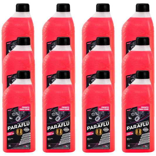 Kit 12 Litros Aditivo Radiador Pronto Para Uso Paraflu Montadora Orgânico Rosa - (1)
