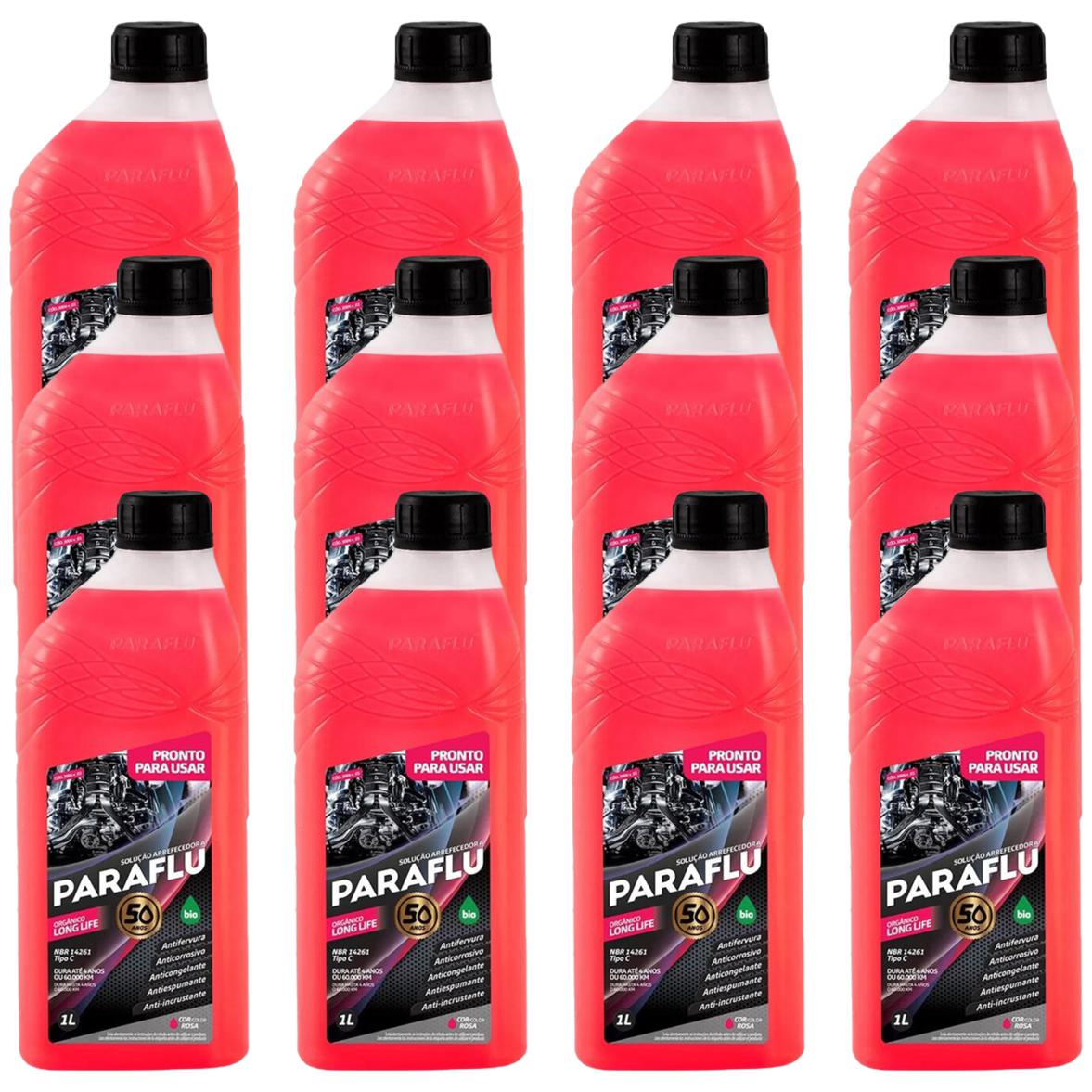 Kit 12 Litros Aditivo Radiador Pronto Para Uso Paraflu Bio Orgânico Rosa - (1)