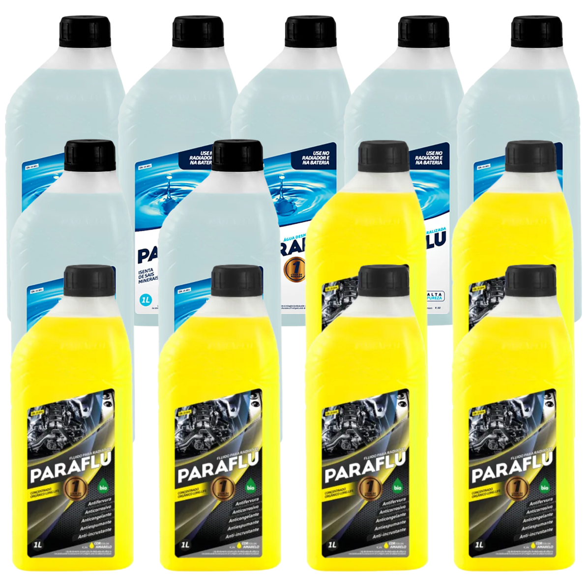 Kit 13 Litros com 6L Aditivo Radiador Amarelo + 7L Água - (1)
