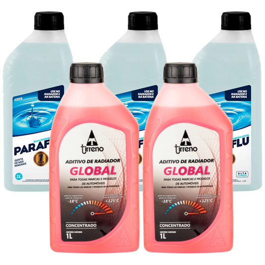 Kit 2 Litros Aditivo Radiador Concentrado Tirreno G400 Rosa + 3 Litros Água Desmineralizada - (1)