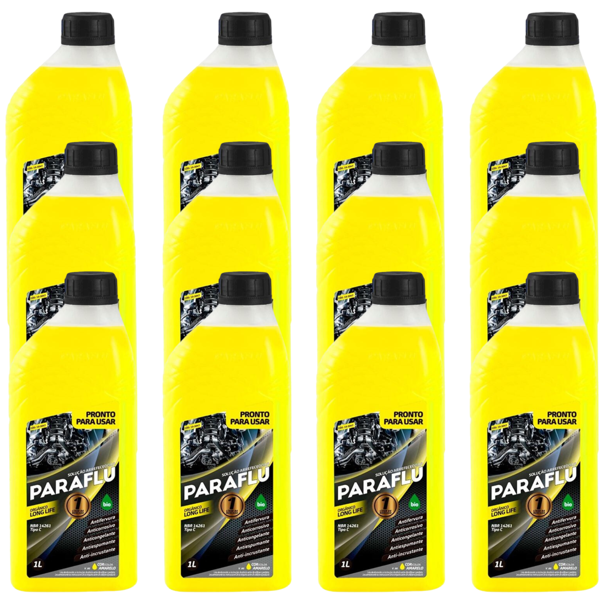Kit 12 Litros Aditivo Radiador Pronto Para Uso Paraflu Bio Orgânico Amarelo - (1)