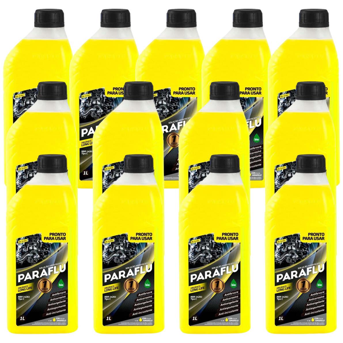 Kit 13 Litros Aditivo Radiador Pronto Para Uso Paraflu Bio Orgânico Amarelo - (1)