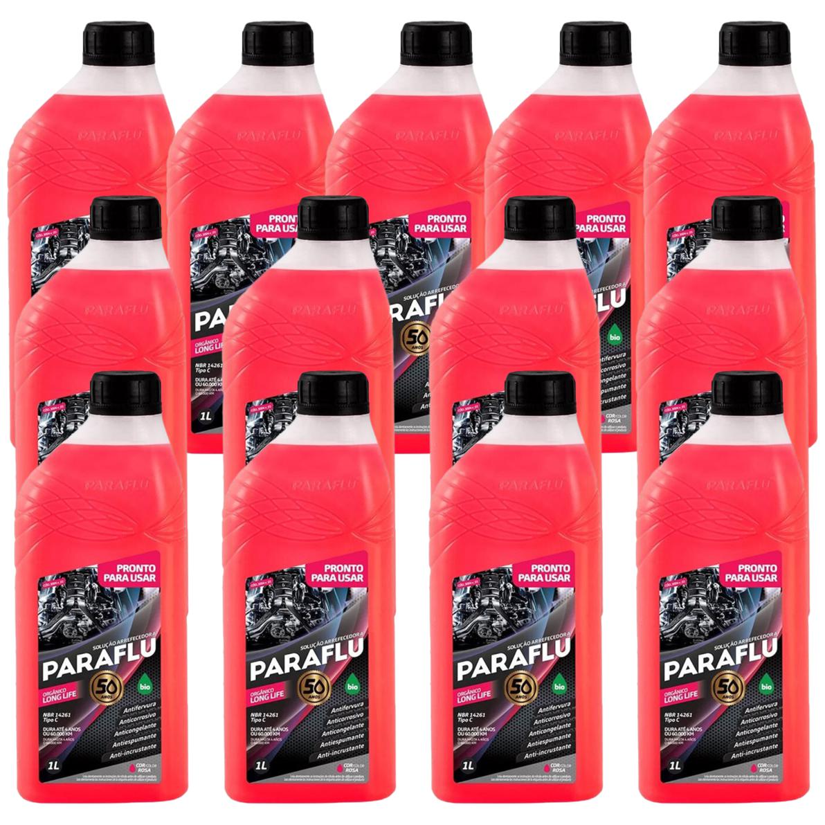 Kit 13 Litros Aditivo Radiador Pronto Para Uso Paraflu Bio Orgânico Rosa - (1)
