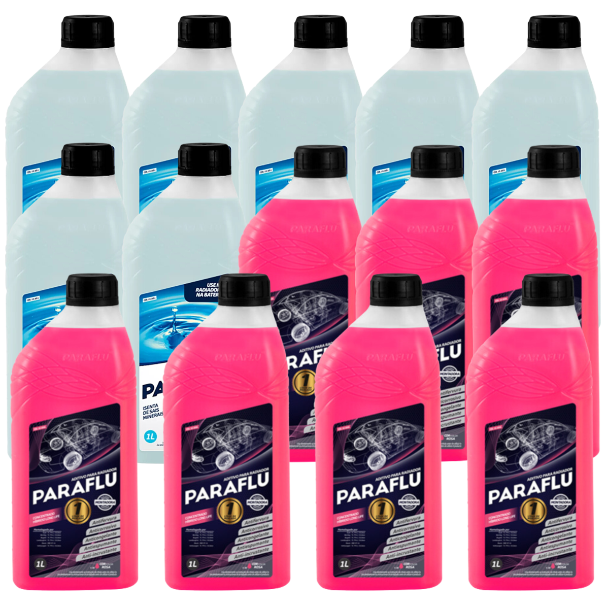 Kit 14 Litros com 7L Aditivo Radiador Rosa + 7L Água - (1)