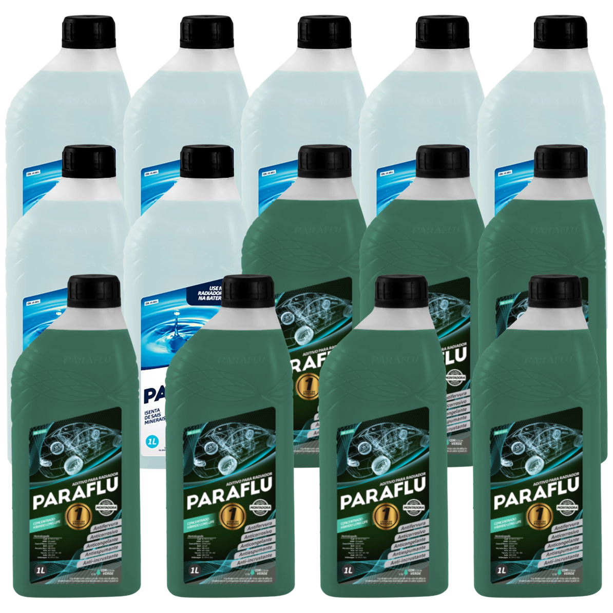 Kit 14 Litros com 7L Aditivo Radiador Verde + 7L Água - (1)