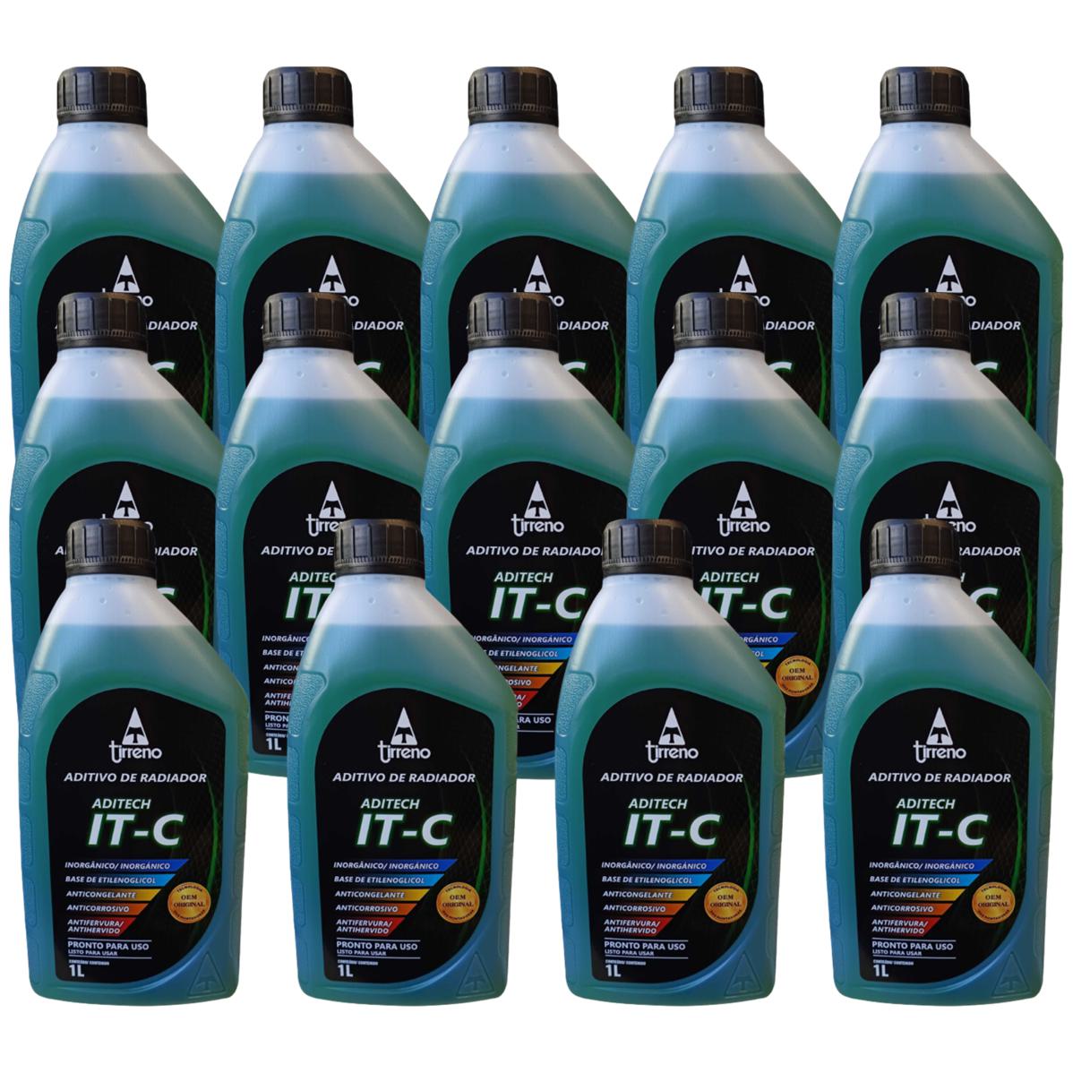 Kit 14 Litros Aditivo Radiador Pronto Para Uso Tirreno Inorgânico IT-C Verde Veículos até anos 90 - (1)