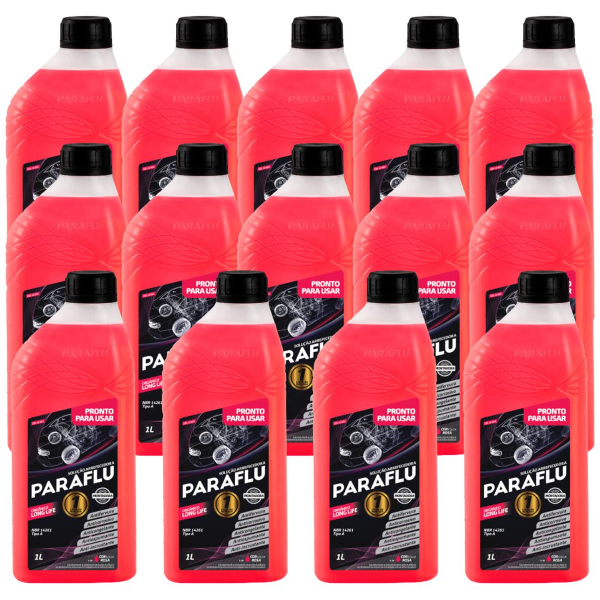 Kit 14 Litros Aditivo Radiador Pronto Para Uso Paraflu Montadora Orgânico Rosa - (1)