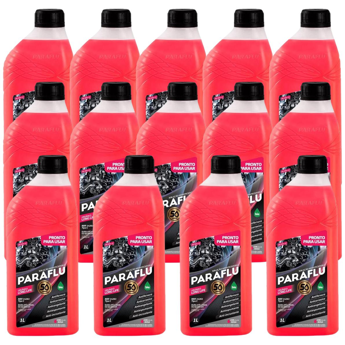 Kit 14 Litros Aditivo Radiador Pronto Para Uso Paraflu Bio Orgânico Rosa - (1)