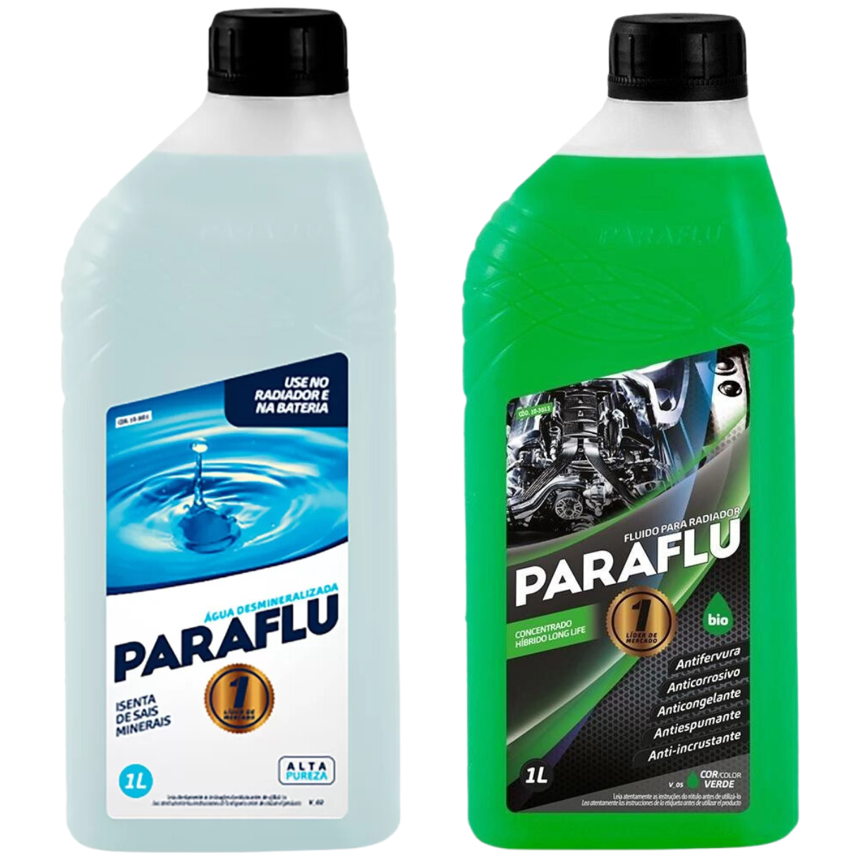 Kit 2 Litros com 1L Aditivo Radiador Verde + 1L Água - (1)