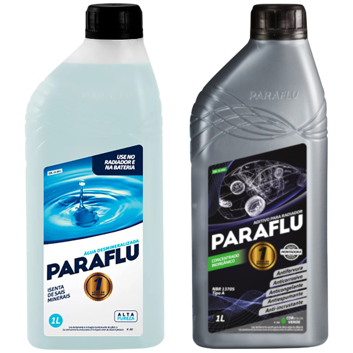 Kit 2 Litros com 1L Aditivo Radiador Verde + 1L Água - (1)