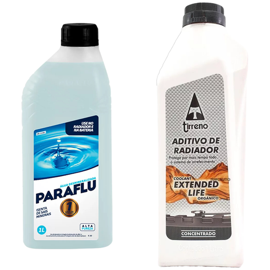 Kit 2 Litros com 1L Aditivo Radiador Laranja + 1L Água - (1)