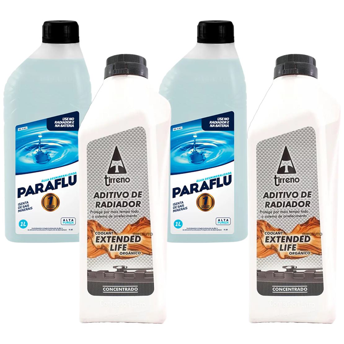 Kit 2L Aditivo Radiador Extended Life Tirreno + 2L Água Desmineralizada Paraflu - (1)