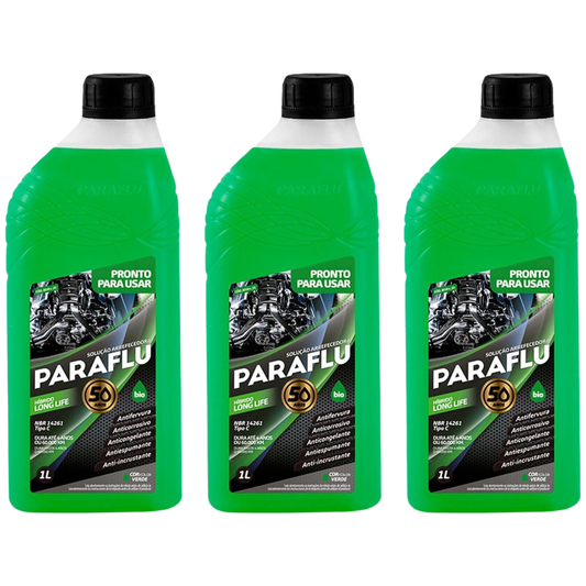 Kit 3 Litros Aditivo Radiador Pronto Para Uso Paraflu Bio Híbrido Verde - (1)