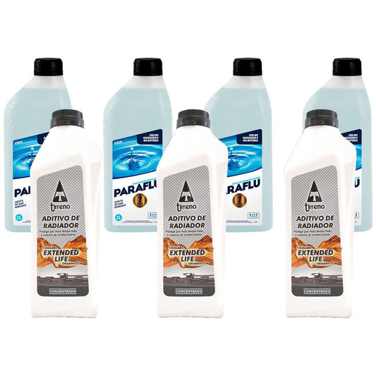 Kit 3L Aditivo Radiador Extended Life Tirreno + 4L Água Desmineralizada Paraflu - (1)