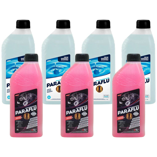 Kit 3 Litros Aditivo Radiador Concentrado Paraflu Híbrido Rosa + 4 Litros Água Desmineralizada - (1)