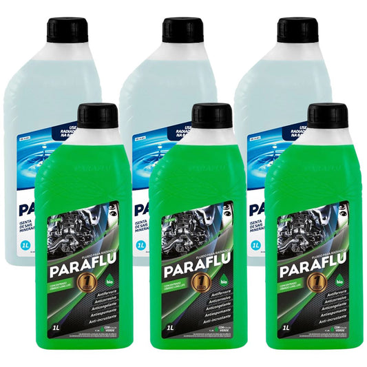 Kit 3 Litros Aditivo Radiador Concentrado Paraflu Bio Híbrido Verde + 3 Litros Água Desmineralizada - (1)