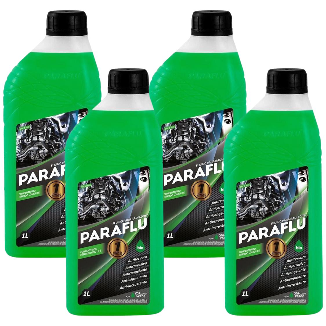 Kit 4 Litros Aditivo Radiador Concentrado Paraflu Bio Híbrido Verde - (1)