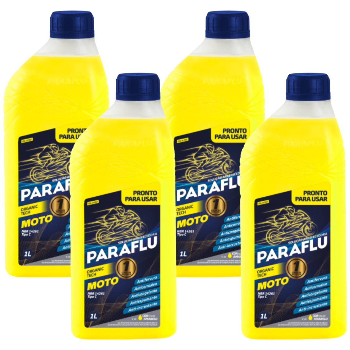 Kit 4 Litros Aditivo Radiador Amarelo Moto Pronto para Uso - (1)
