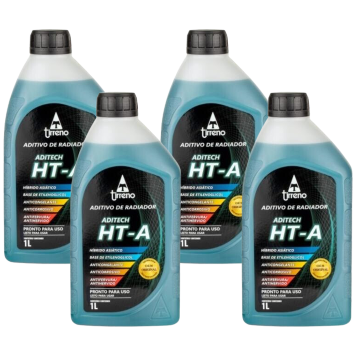 Kit 4 Litros Aditivo Radiador Pronto Para Uso Tirreno Ht-a Híbrido Asiático Azul - (1)