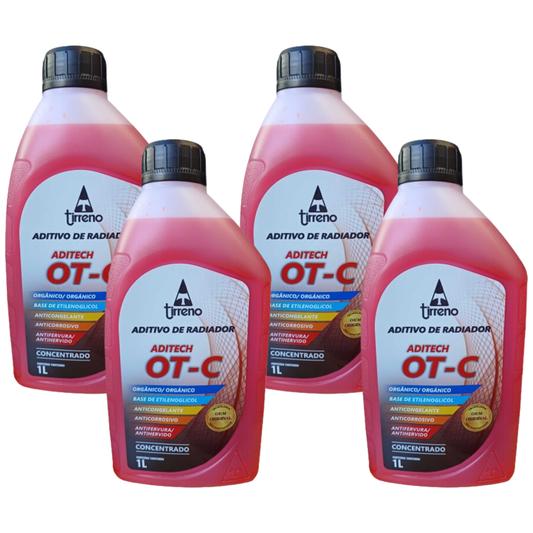 Kit 4 Litros Aditivo Radiador Concentrado Tirreno Orgânico OT-C Laranja - (1)