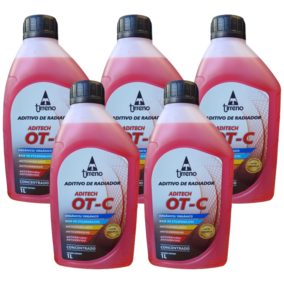 Kit 5 Litros Aditivo Radiador Concentrado Tirreno Orgânico OT-C Laranja - (1)