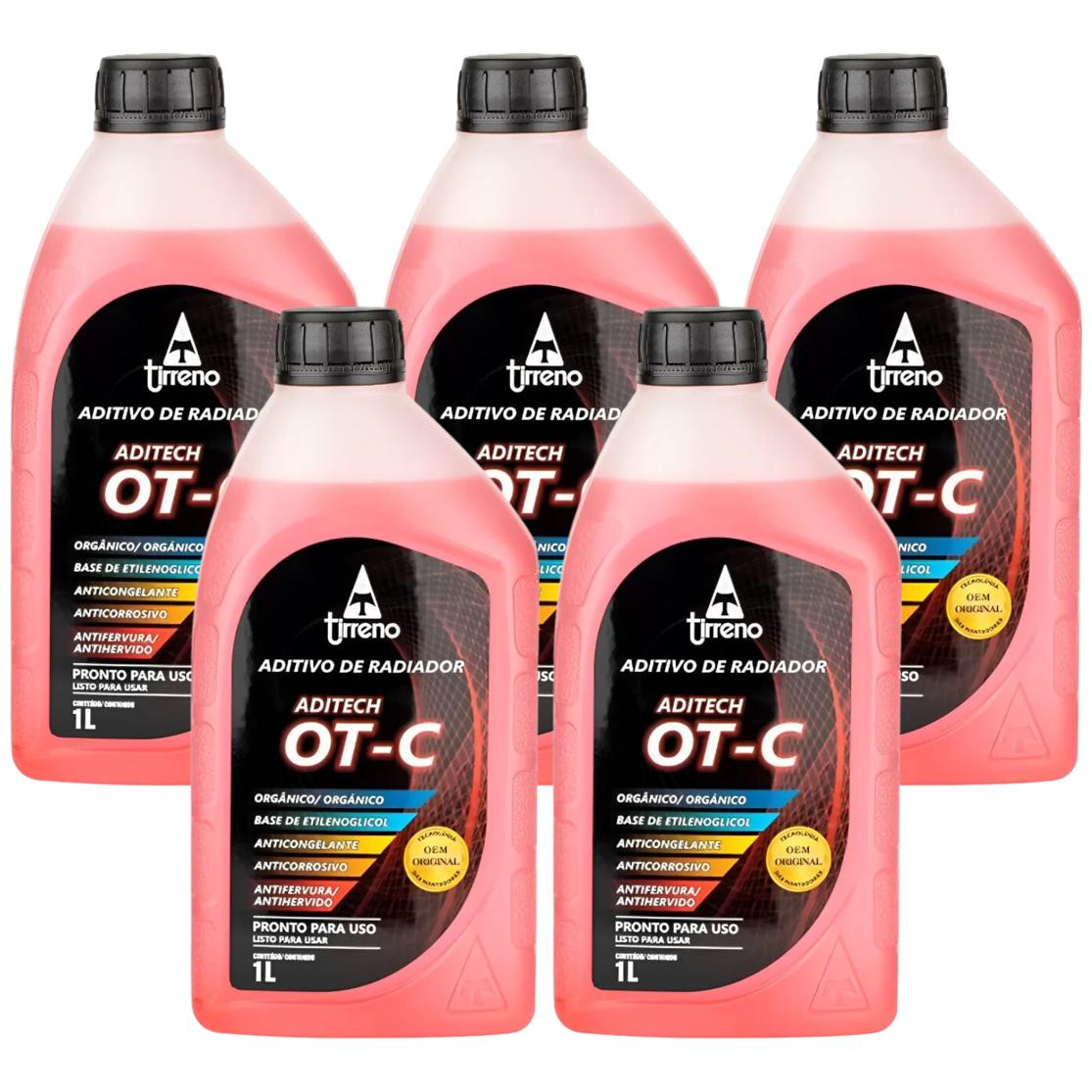 Kit 5 Litros Aditivo Radiador Pronto Para Uso Tirreno Orgânico OT-C Laranja - (1)