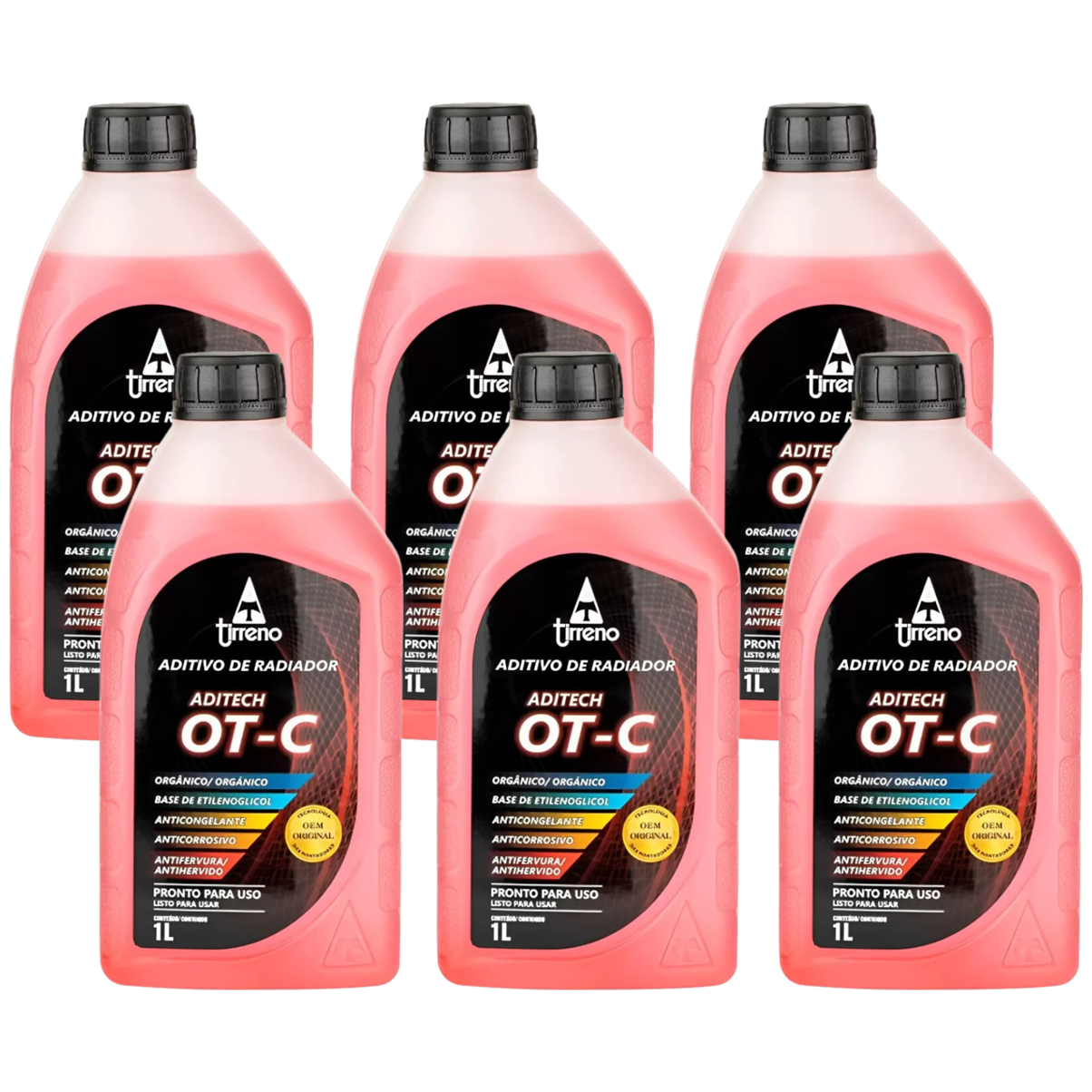 Kit 6 Litros Aditivo Radiador Pronto Para Uso Tirreno Orgânico OT-C Laranja - (1)