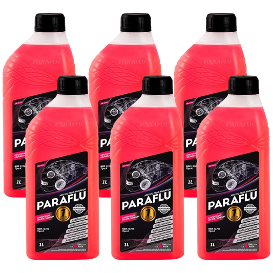 Kit 6 Litros Aditivo Radiador Concentrado Paraflu Organico Rosa - (1)