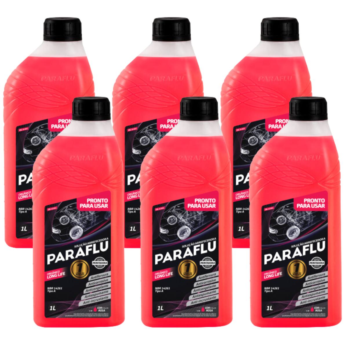 Kit 6 Litros Aditivo Radiador Pronto Para Uso Paraflu Montadora Orgânico Rosa - (1)