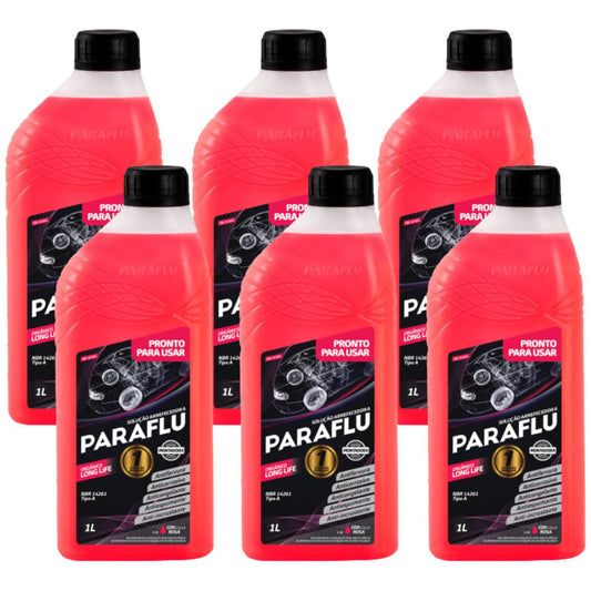 Kit 6 Litros Aditivo Radiador Pronto Para Uso Paraflu Montadora Orgânico Rosa - (1)