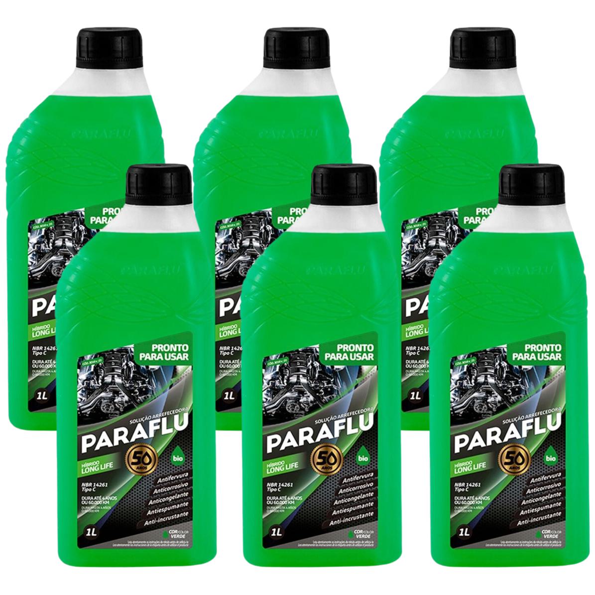 Kit 6 Litros Aditivo Radiador Pronto Para Uso Paraflu Bio Híbrido Verde - (1)