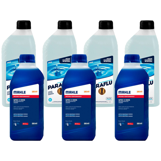 Kit 7 Litros com 3L Aditivo Radiador Azul Mahle + 4L Água - (1)