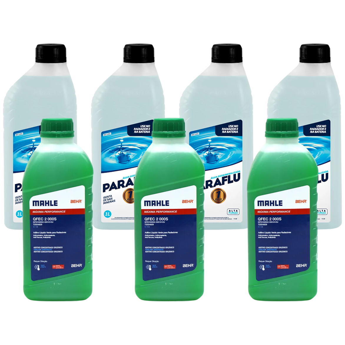 Kit 7 Litros com 3L Aditivo Radiador Verde Mahle + 4L Água - (1)