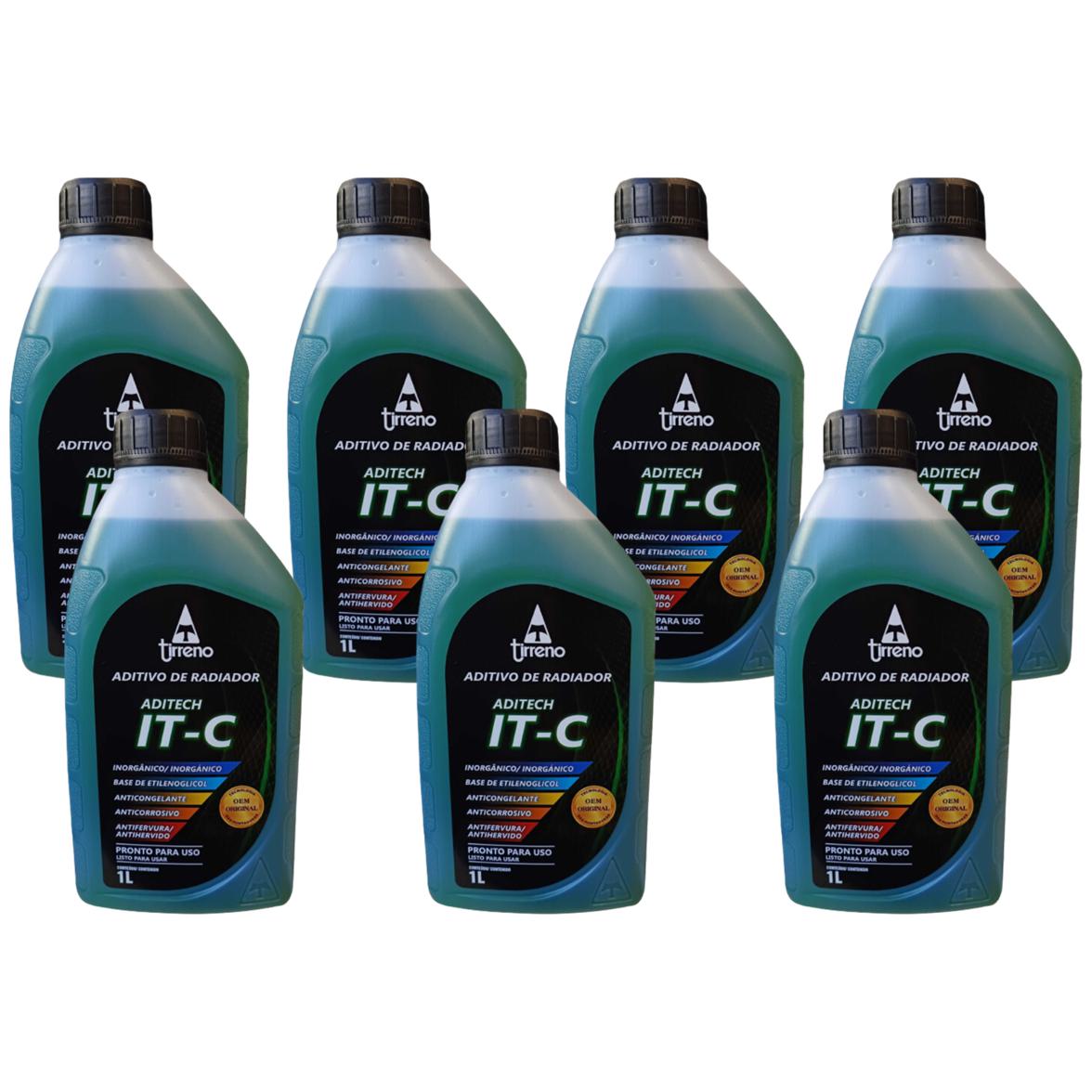 Kit 7 Litros Aditivo Radiador Pronto Para Uso Tirreno Inorgânico IT-C Verde Veículos até anos 90 - (1)