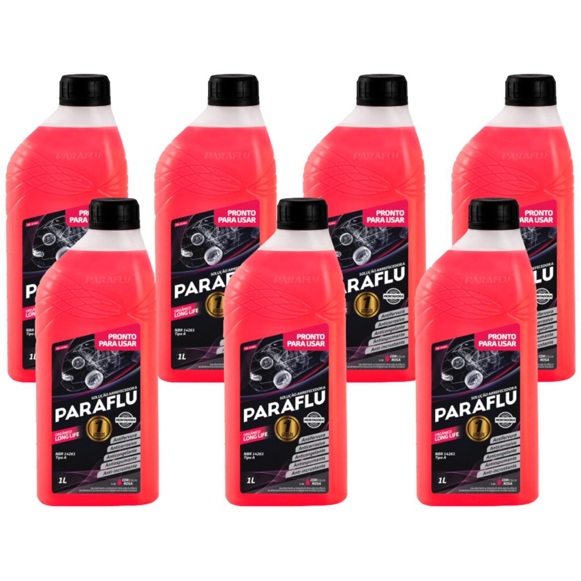 Kit 7 Litros Aditivo Radiador Pronto Para Uso Paraflu Montadora Orgânico Rosa - (1)