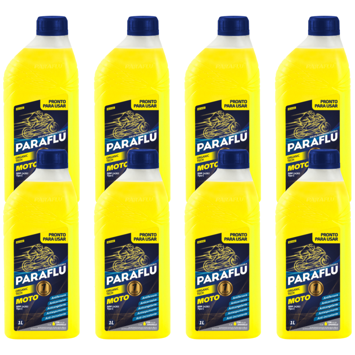 Kit 8 Litros Aditivo Radiador Amarelo Moto Pronto para Uso - (1)