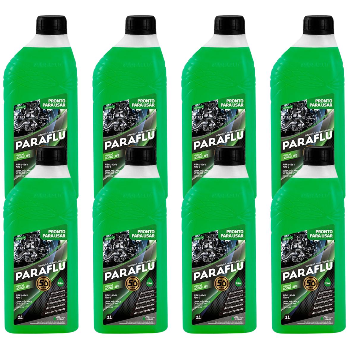 Kit 8 Litros Aditivo Radiador Pronto Para Uso Paraflu Bio Híbrido Verde - (1)