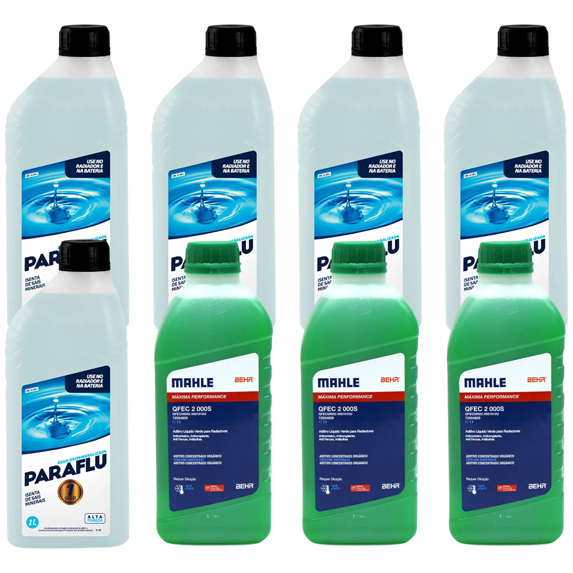 Kit 8 Litros com 3L Aditivo Radiador Verde Mahle + 5L Água - (1)