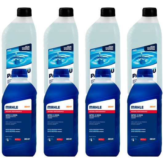 Kit 8 Litros com 4L Aditivo Radiador Azul Mahle + 4L Água - (1)